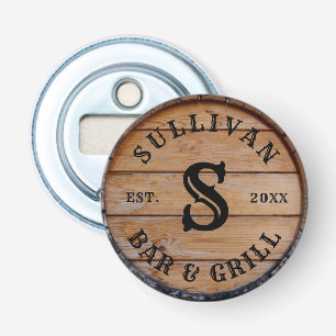 Rustic Wood Farmhouse Personalized Monogram Name Bottle Opener
