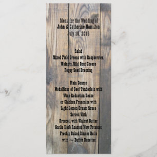 Rustic Wood Fence Skinny Wedding Table Menu