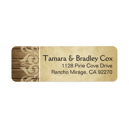 Rustic Wood Filigree | brown tan Return Address Label