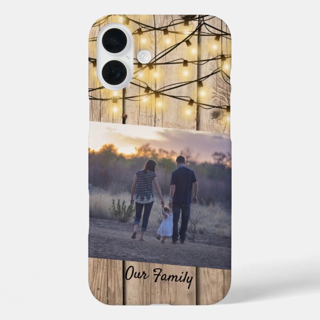 Rustic Wood Firefly Lights Family Photo Custom Case-Mate iPhone Case (Back)