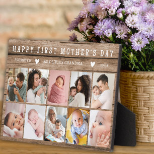 Rustic Wood First Mother’s Day Grandma 10 Photo   Plaque