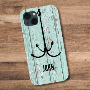 Rustic wood fish hook, Fisherman aesthetic custom iPhone 13 Case