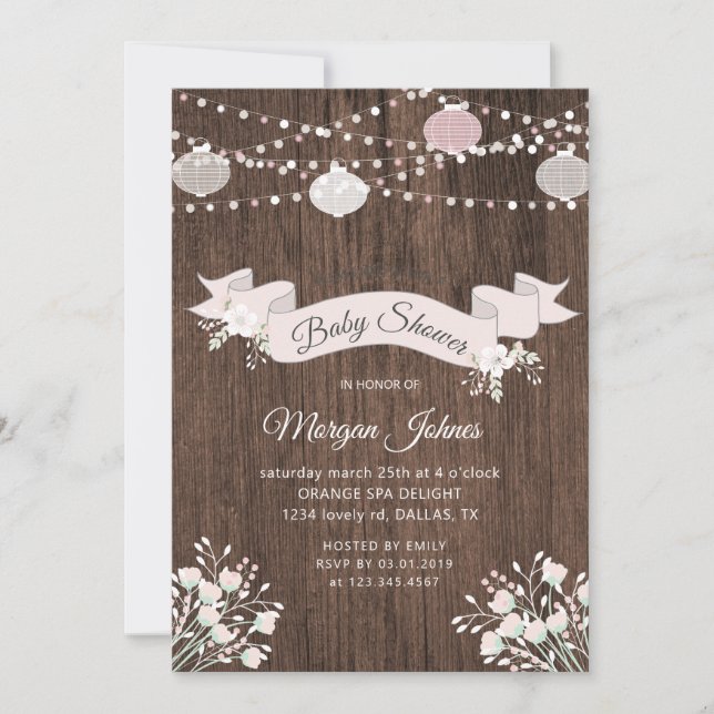 Rustic wood floral Baby Shower Invitation (Front)