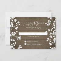 Rustic Wood Floral Babys Breath Baby Shower RSVP