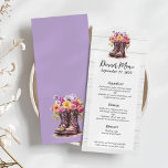 Rustic Wood & Floral Boots Country Wedding Menu<br><div class="desc">Coordinate in style with a customized dinner menu! Elegant watercolor florals meet rustic farm boots for beautiful contrast in country style! Lovely watercolor aesthetic with a colourful over-the-top bouquet of bright blooms. Perfect shabby farmhouse vibes for a laid-back, contemporary barn wedding and beyond! See the Grit & Grace Wedding Collection...</div>