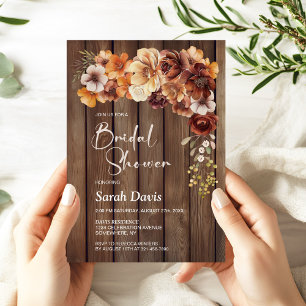 Rustic Wood Floral Bridal Shower Invitation