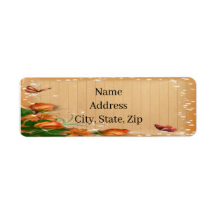 Rustic Wood Floral Butterfly Wedding Address Label