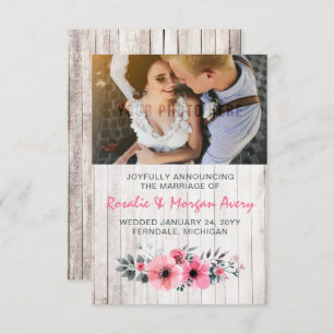 Rustic Wood Floral Country Wedding Announcement