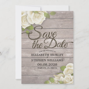 Rustic Wood Floral String Lights Save The Date