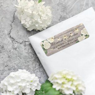 Rustic Wood Floral String Lights Wedding Address
