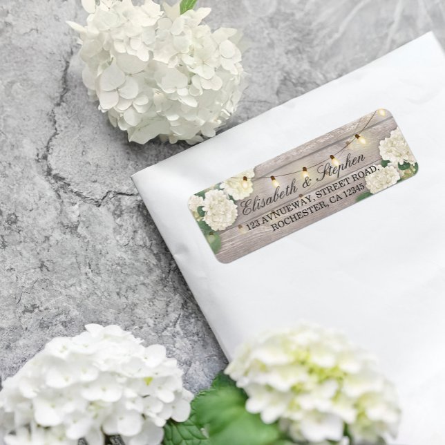 Rustic Wood Floral String Lights Wedding Address (Creator Uploaded)