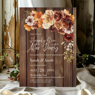 Rustic Wood Floral Wedding After Party Invitation