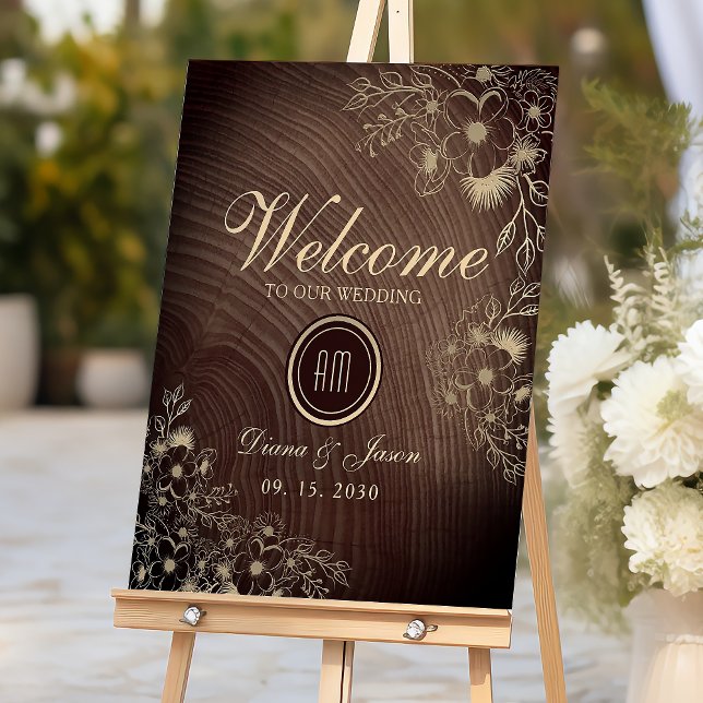 Rustic Wood Floral Wedding Welcome Poster (Creator Uploaded)