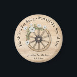 rustic wood floral wheel thank you western wedding magnet<br><div class="desc">rustic wood floral wheel thank you wedding magnet</div>