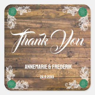 Rustic Wood & Flower Square Sticker