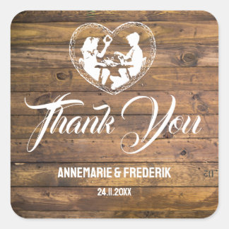 Rustic Wood & Flower Square Sticker