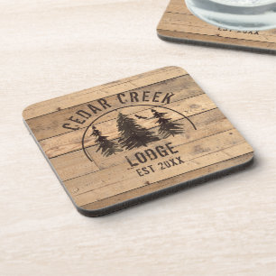 Rustic Wood Forest Trees Personalized Coaster