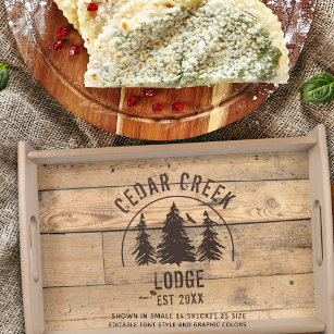 Rustic Wood Forest Trees Personalized Serving Tray