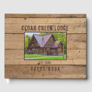 Rustic Wood Forest Trees Photo Personalized Guest Book