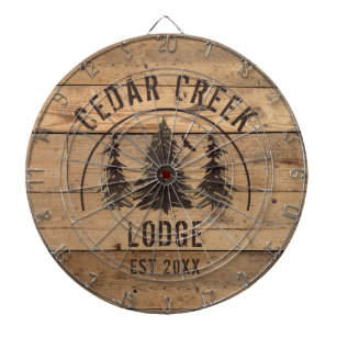 Rustic Wood Forest Trees Property Name Dartboard
