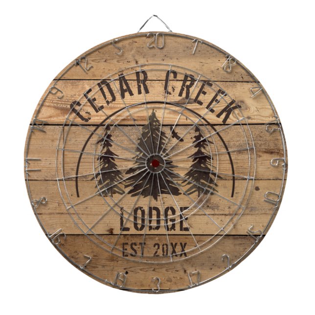 Rustic Wood Forest Trees Property Name Dartboard (Front)