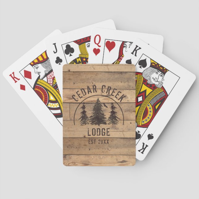 Rustic Wood Forest Trees Property Name Playing Cards (Back)