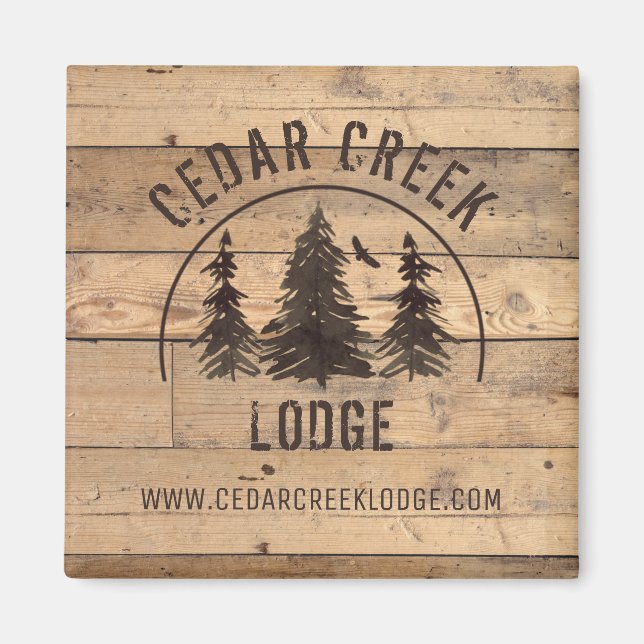 Rustic Wood Forest Trees Vacation Rental Promotion Magnet (Front)