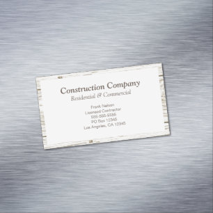 Rustic Wood Frame White Minimalist Magnetic Business Card