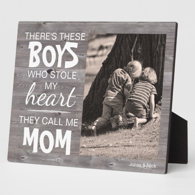 Rustic Wood From Mom's Favourite Boys Photo Plaque (Side)