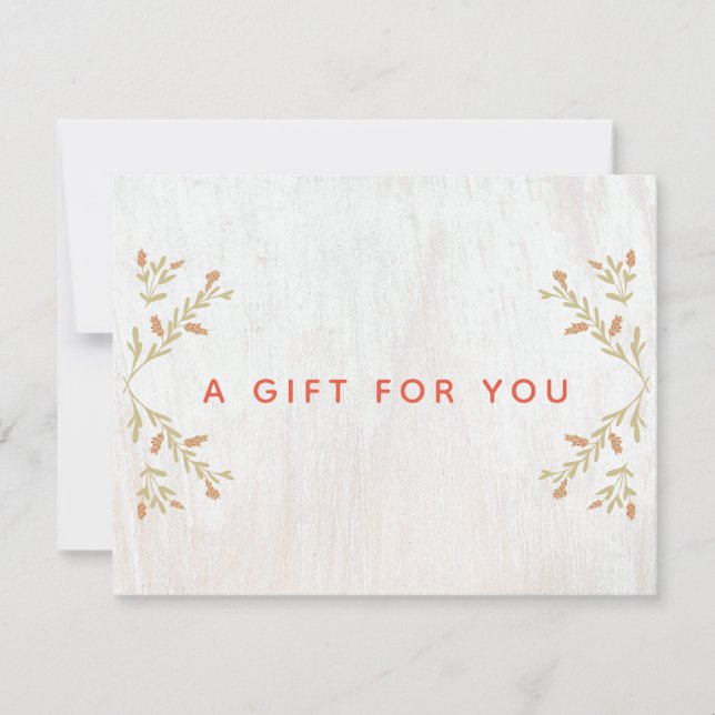 Rustic Wood Gift Certificate Holiday Card (Front)