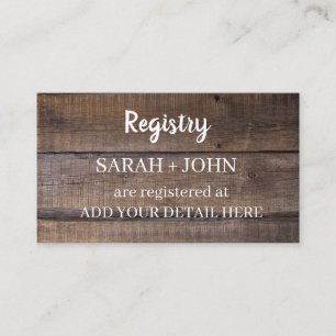Rustic Wood Gift Registry Enclosure Card