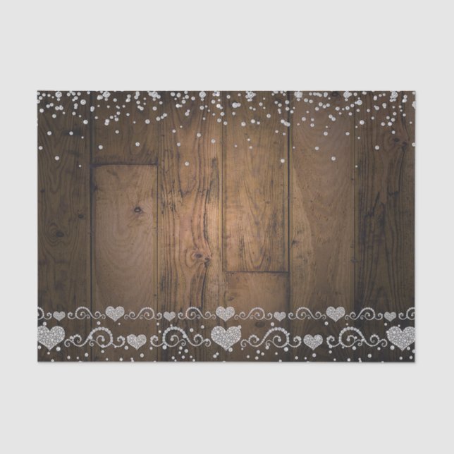 Rustic Wood Glam Diamonds Glitter Birthday Party Tissue Paper (Front)