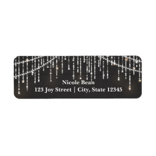 Rustic Wood Glam Sparkle Lights Address Labels