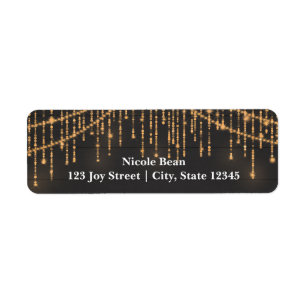 Rustic Wood Glam Sparkle Lights Address Labels