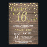 Rustic Wood Gold 16th Birthday Diamond Invitation<br><div class="desc">16th Birthday Invitation with Rustic Wood and Gold Glitter Diamond Background. Country Vintage Retro. Gold Confetti. Kids Birthday. Boy or Girl Teen Teenage Lady Birthday. For further customization,  please click the "Customize it" button and use our design tool to modify this template.</div>