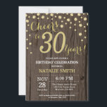 Rustic Wood Gold 30th Birthday Diamond Invitation<br><div class="desc">30th Birthday Invitation with Rustic Wood and Gold Glitter Diamond Background. Country Vintage Retro. Gold Confetti. Adult Birthday. Male Men or Women Birthday. For further customization,  please click the "Customize it" button and use our design tool to modify this template.</div>