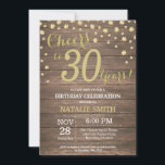 Rustic Wood Gold 30th Birthday Diamond Invitation<br><div class="desc">30th Birthday Invitation with Rustic Wood and Gold Glitter Diamond Background. Country Vintage Retro. Gold Confetti. Adult Birthday. Male Men or Women Birthday. For further customization,  please click the "Customize it" button and use our design tool to modify this template.</div>