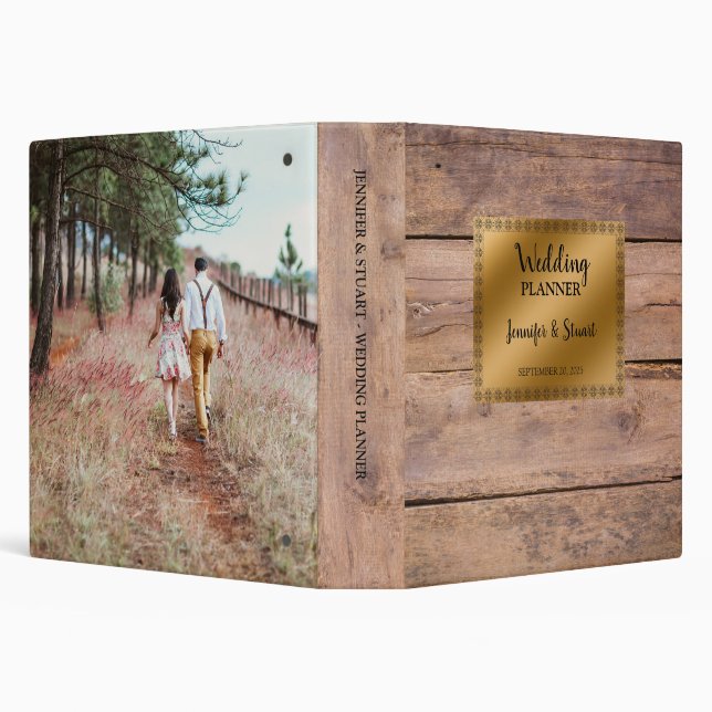 Rustic wood gold bride groom Wedding planner Binder (Background)