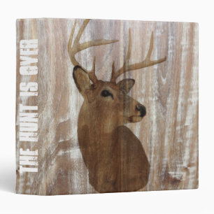 rustic wood grain deer the hunt is over wedding binder