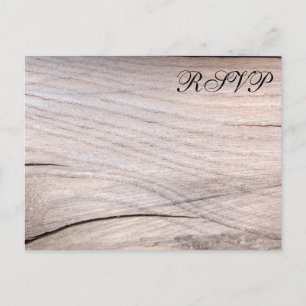 Rustic Wood Grain Design Wedding RSVP Postcard