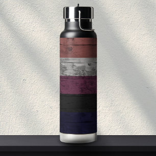 Rustic Wood Grain Genderfluid Pride Flag Stripe Water Bottle