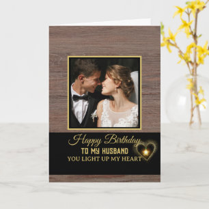 Rustic Wood Grain Happy Birthday to My Husband Card