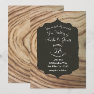 Rustic Wood Grain Minimal Olive Elegant Wedding In Invitation