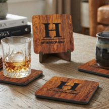 Rustic Wood Grain Monogram Custom Family Name