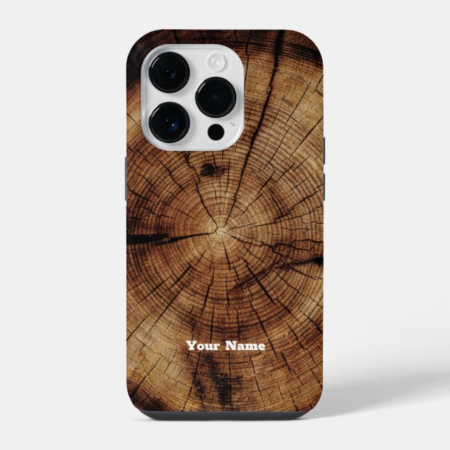 Rustic Wood Grain Monogram Timber iPhone Case (Back)