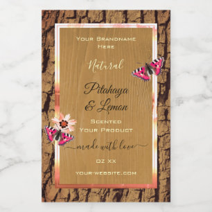 Rustic Wood Grain Natural Tree Bark Product Labels