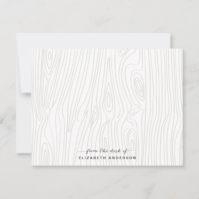 Rustic Wood Grain Personalized Stationery Note Card (Front)