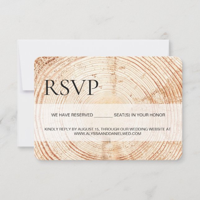 Rustic Wood Grain RSVP reserved Seating Card (Front)