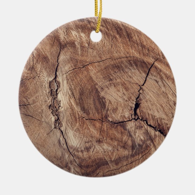 Rustic Wood Grain Texture Design Ceramic Ornament (Front)