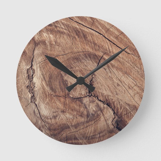 Rustic Wood Grain Texture Design Round Clock (Front)